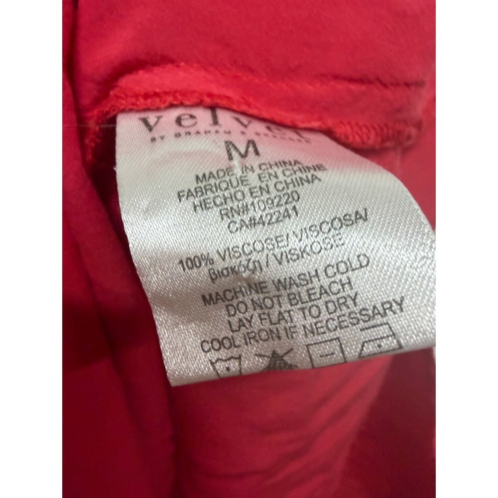 Velvet by Graham & Spencer Red Long Sleeve Blouse Women's Medium Split Neck - Picture 6 of 6